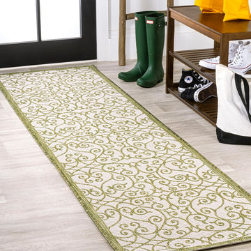 Madrid Vintage Filigree Textured Weave Indoor/outdoor Runner Rug